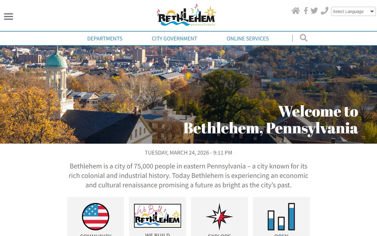City of Bethlehem government website for civil court records