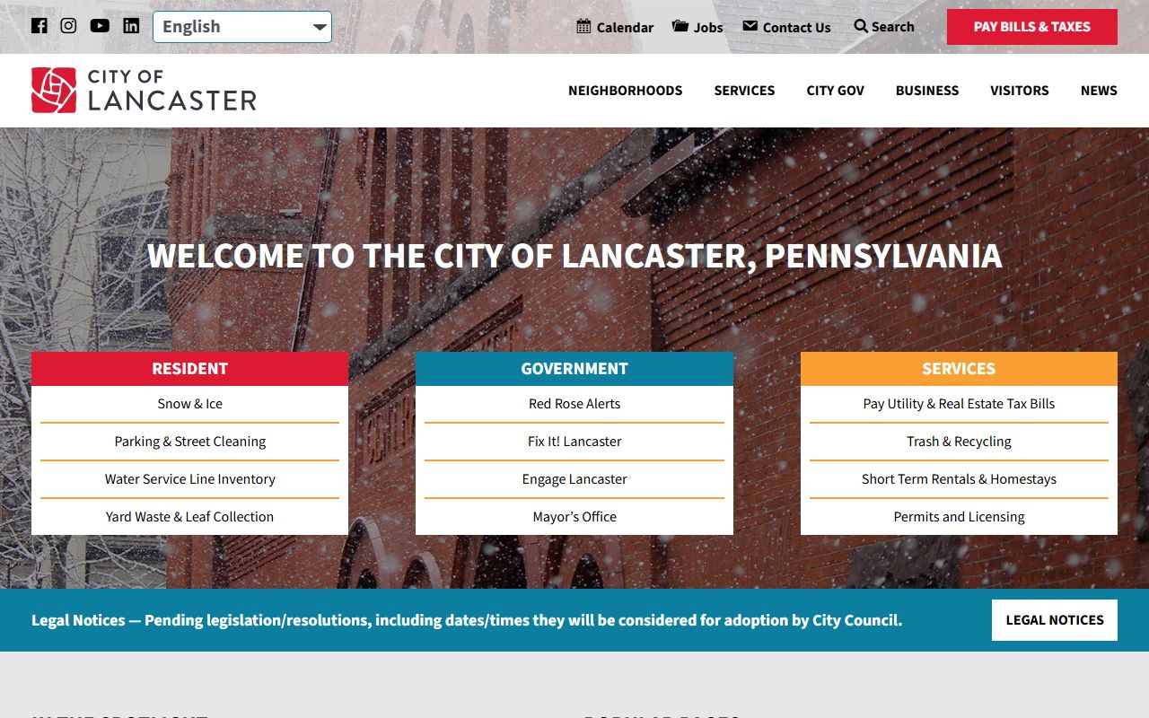 City of Lancaster government website for civil court records