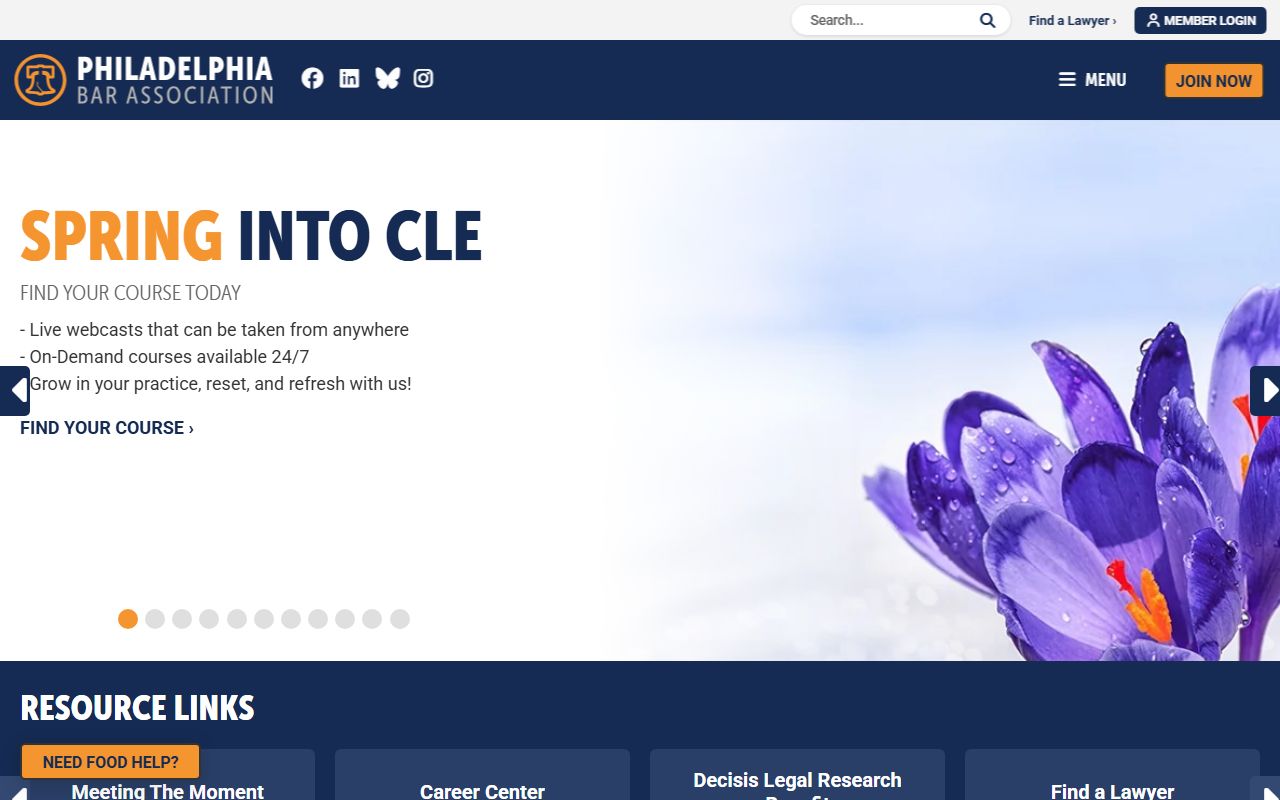 Philadelphia Bar Association website for civil court records referrals