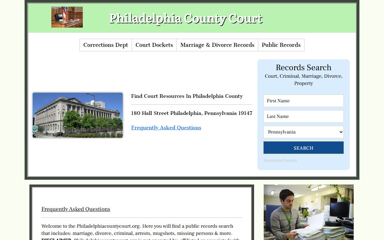 Philadelphia county court website for civil court records