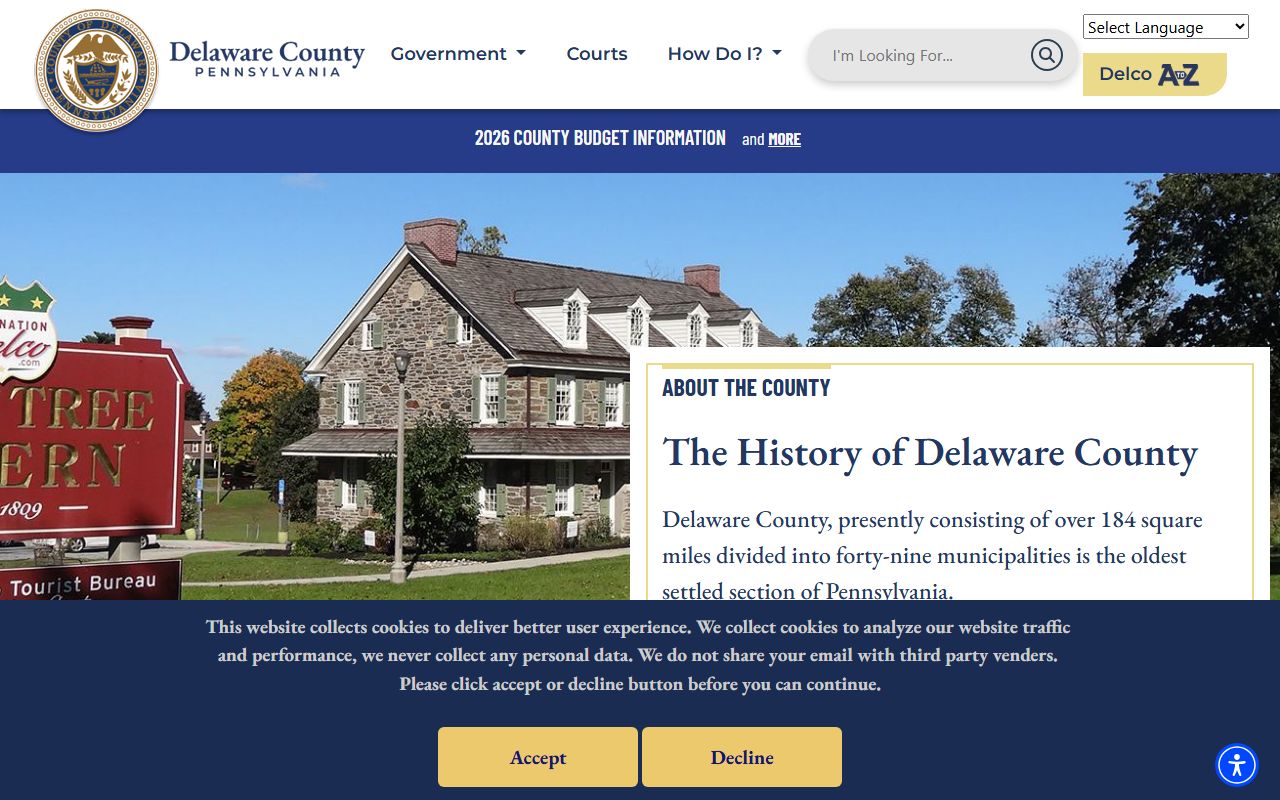 Delaware County government page for Upper Darby civil court records