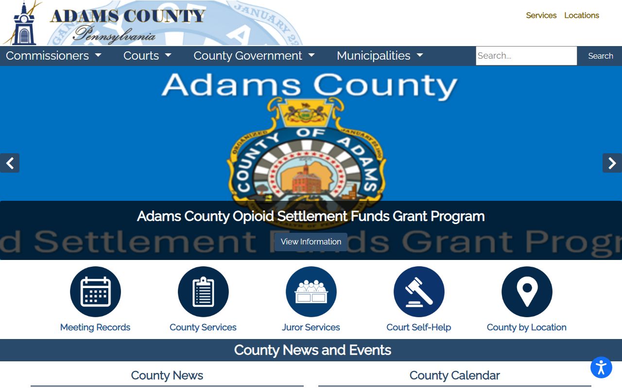 Adams County government website for civil court records