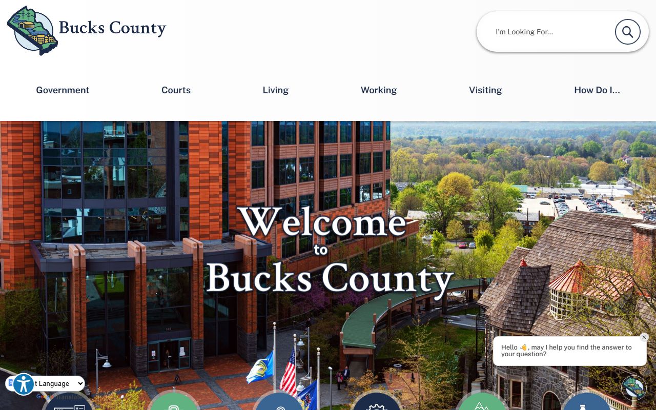 Bucks County government website for Levittown civil court records