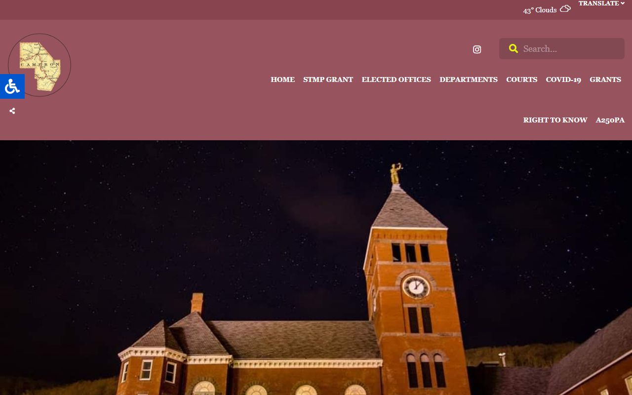 Cameron County government website for civil court records information