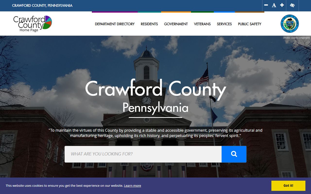 Crawford County government website for civil court records and county services in Meadville