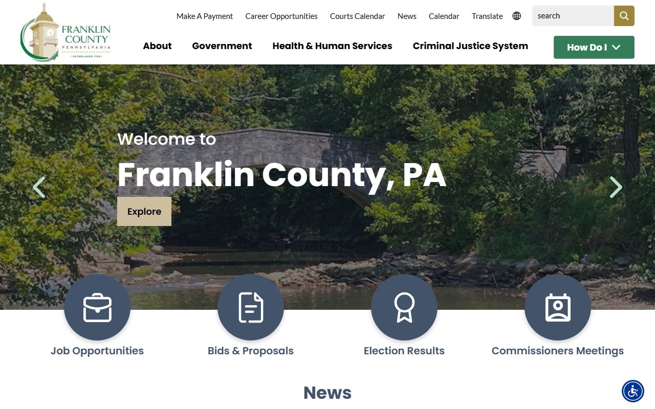 Franklin County government website for Franklin County civil court records