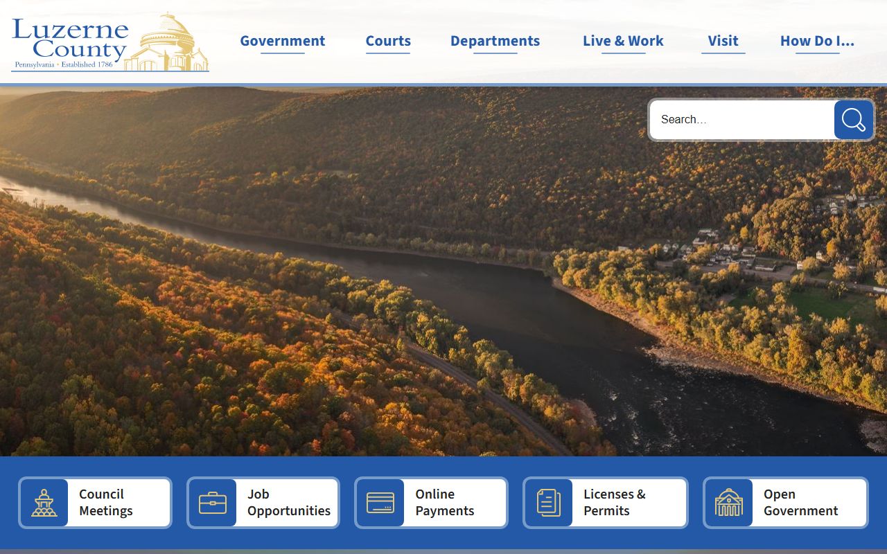 Luzerne County government website for civil court records information