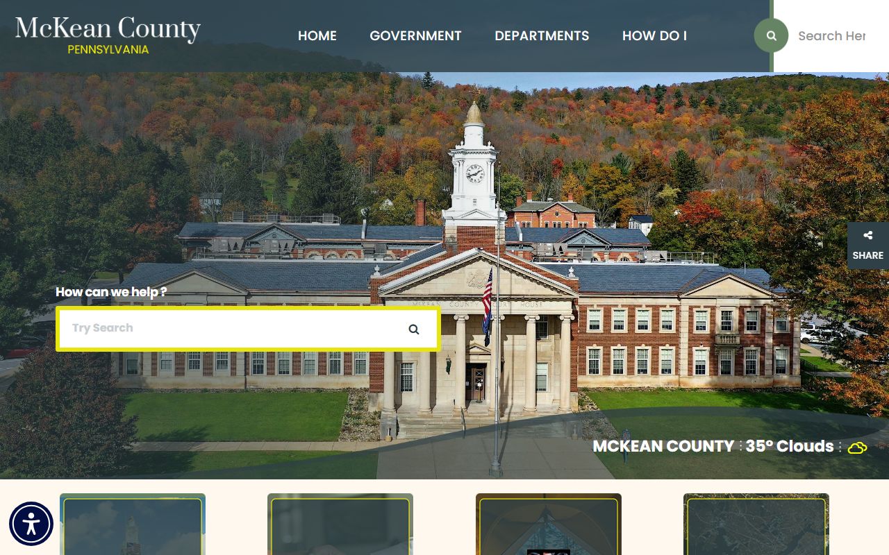 McKean County government website for civil court records and county services