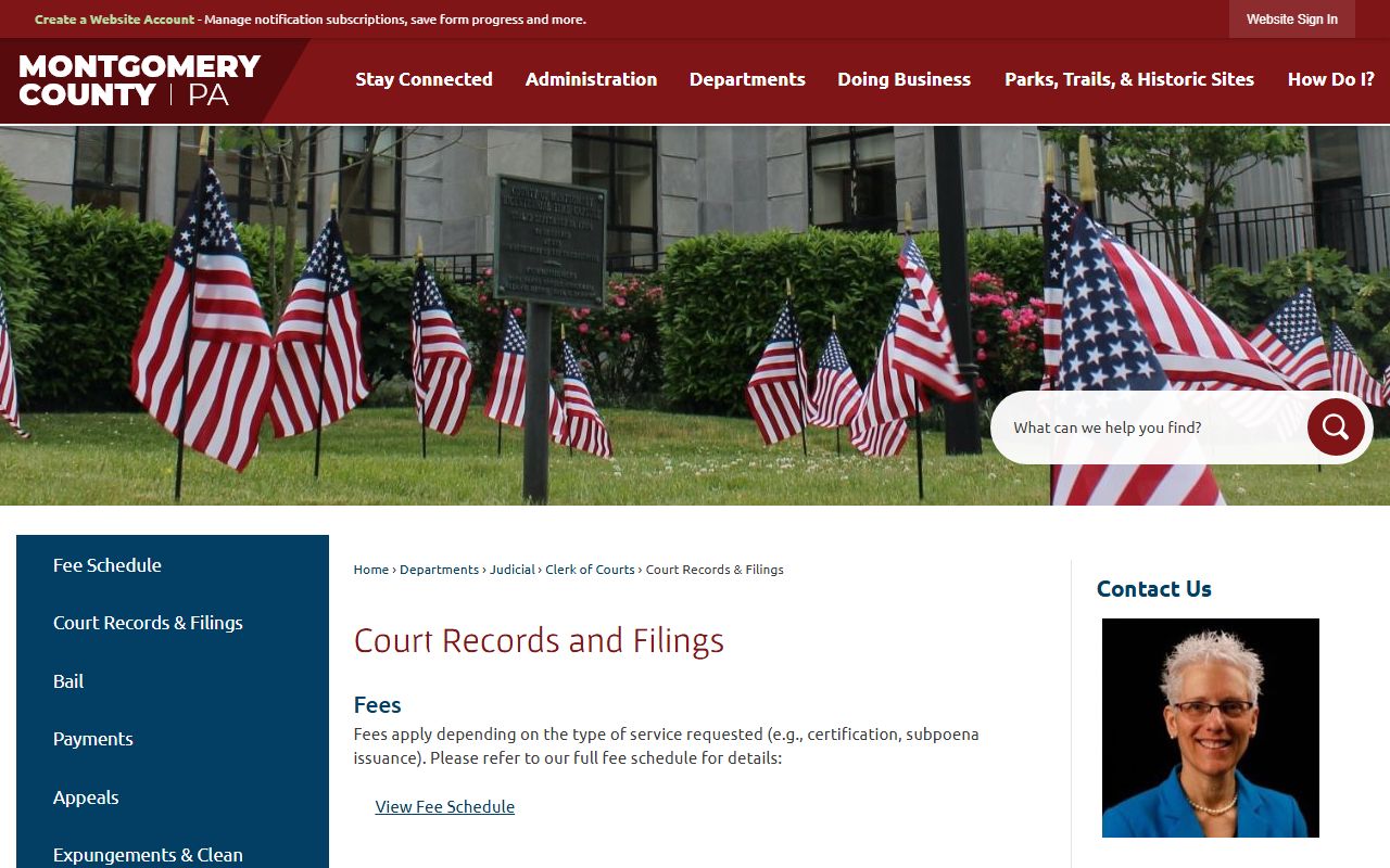 Montgomery County court records and filings page for civil cases
