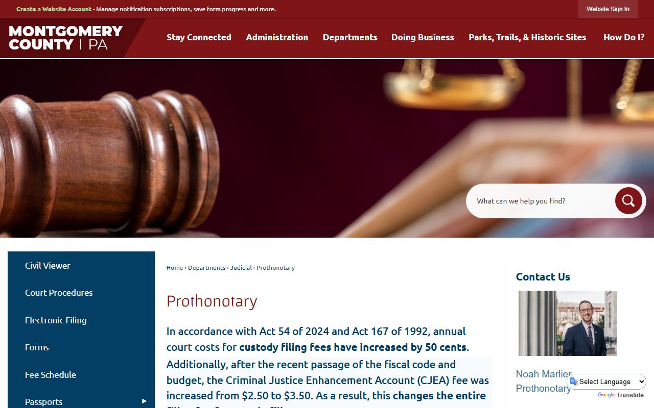 Montgomery County Prothonotary website for civil court records