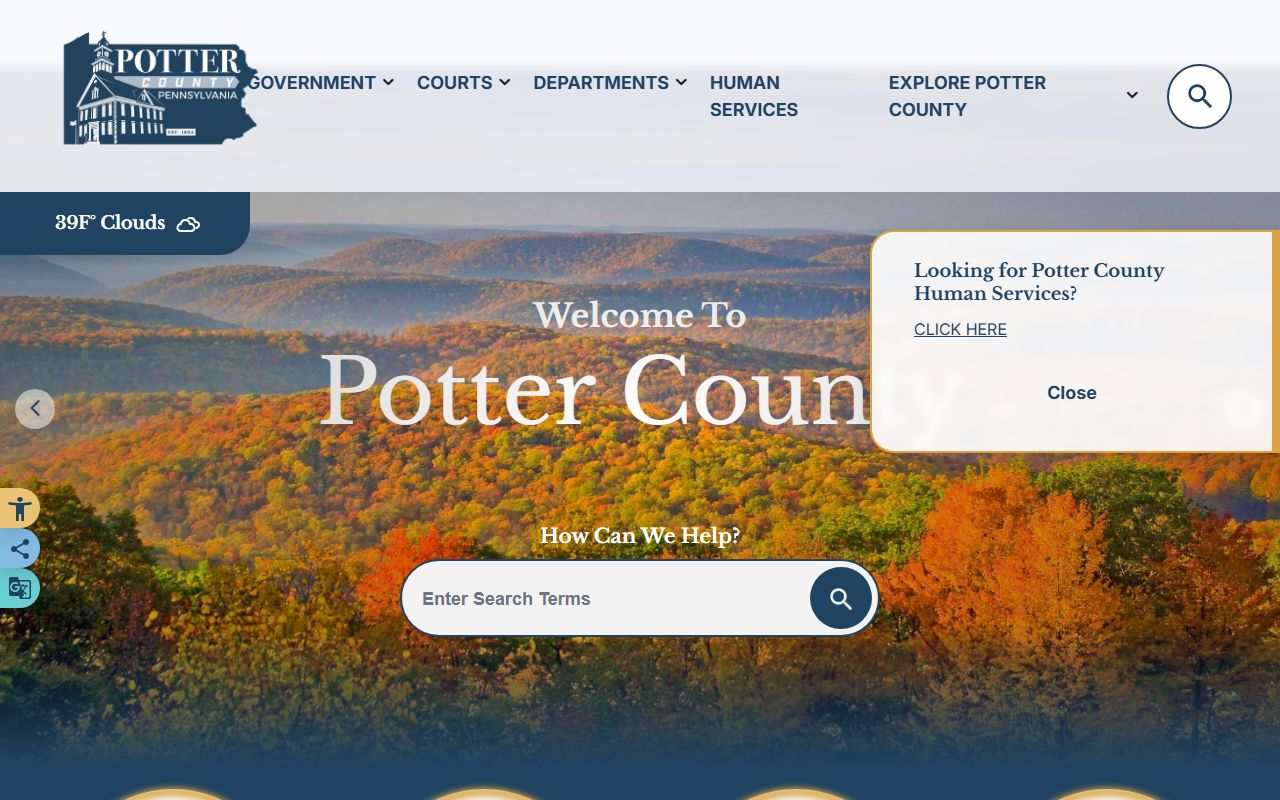 Potter County government website for civil court records