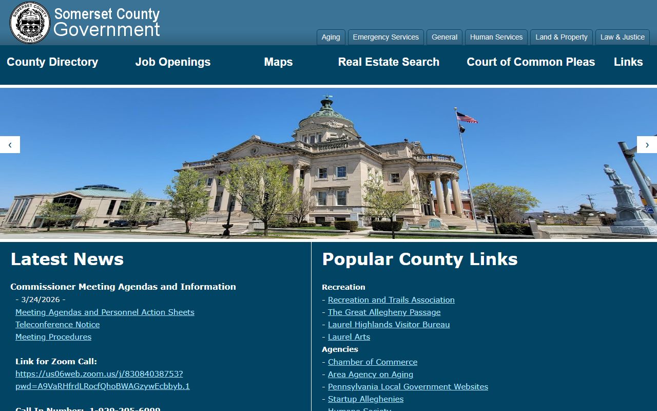 Somerset County government website for civil court records