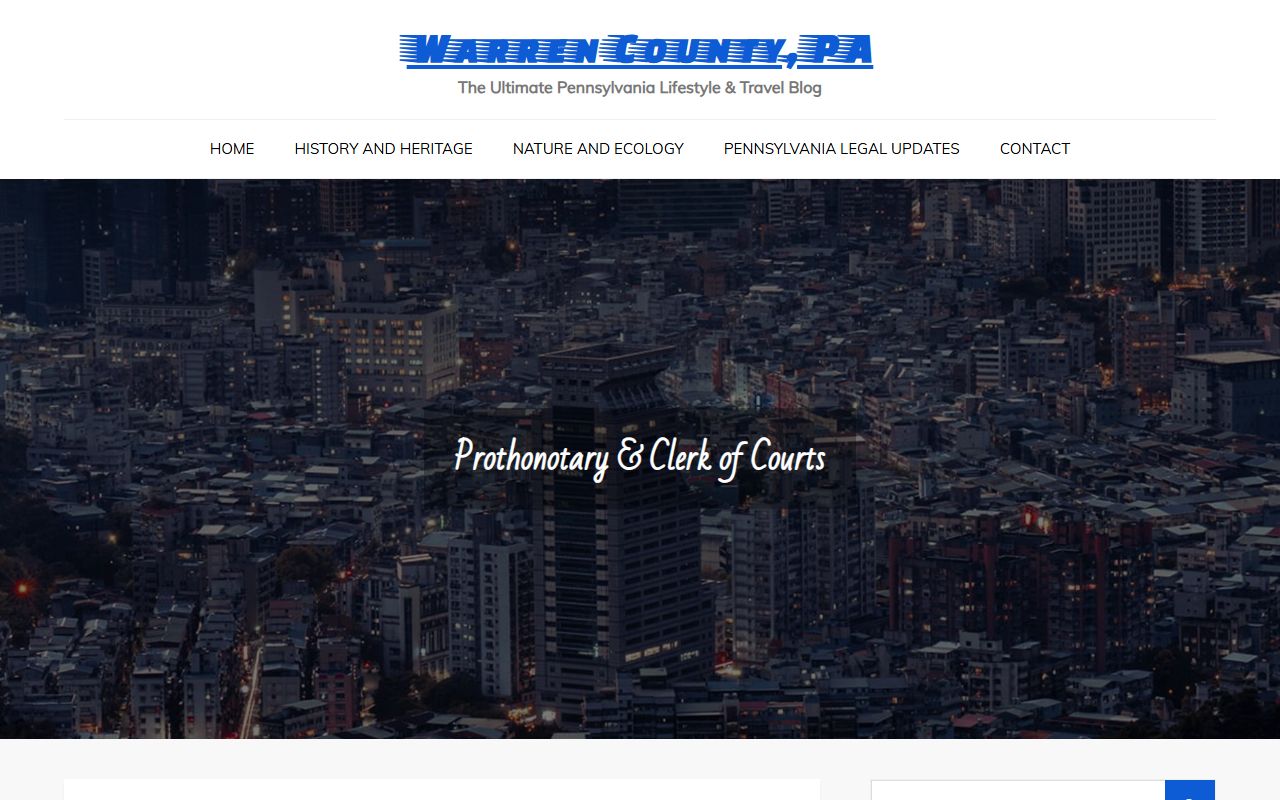 Warren County Prothonotary office page for civil court records