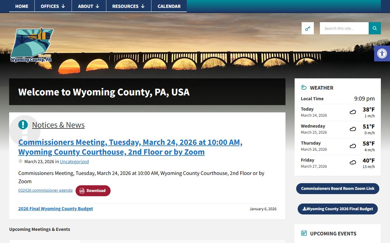 Wyoming County government website for civil court records