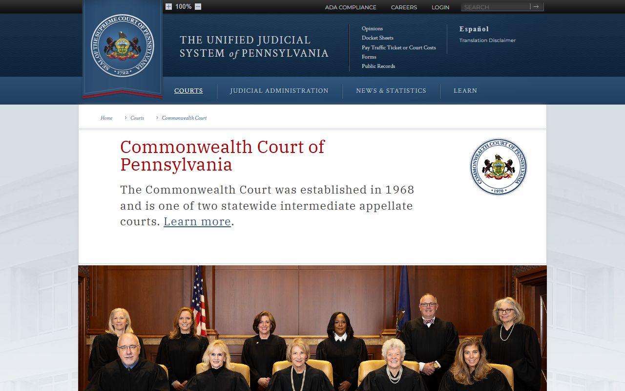 Pennsylvania Commonwealth Court for government-related civil court records